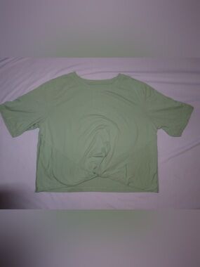 Women's Sage Green Crop Knot Front Tee